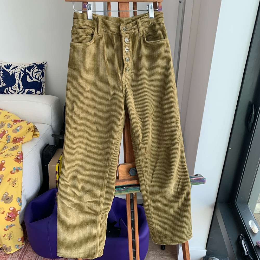 Reformation Olive Corduroy Pants